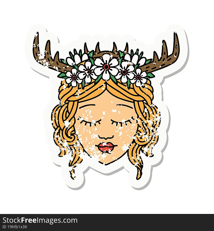 Human Druid Character Face Grunge Sticker