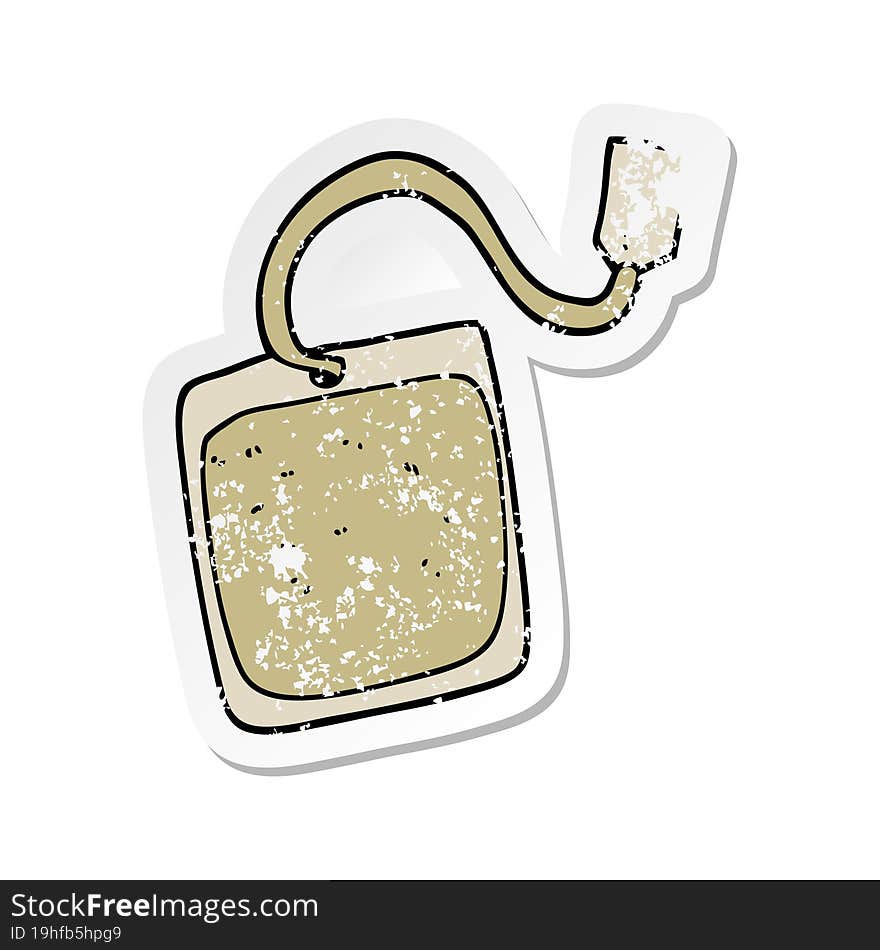 distressed sticker of a cartoon tea bag