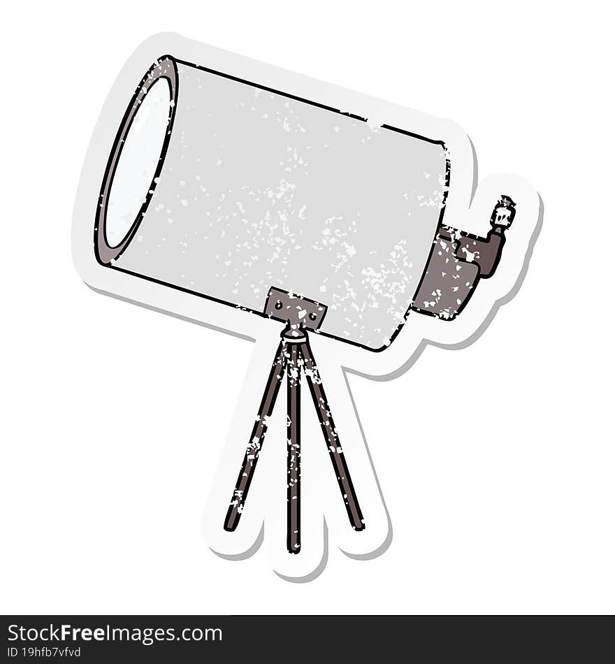 distressed sticker of a cartoon big telescope