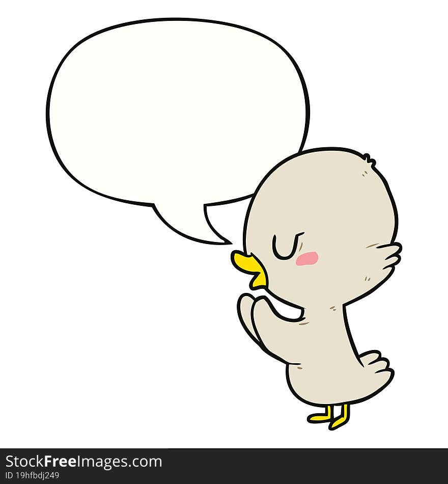 cute cartoon duckling and speech bubble