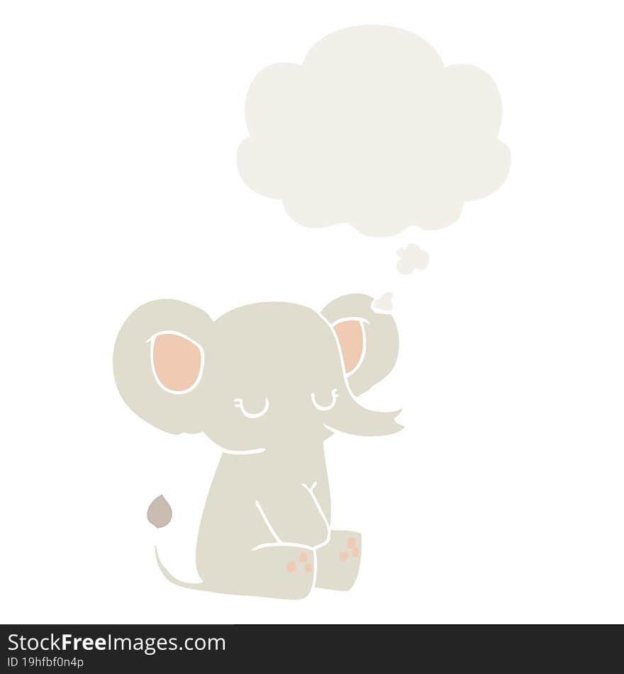 Cartoon Elephant And Thought Bubble In Retro Style