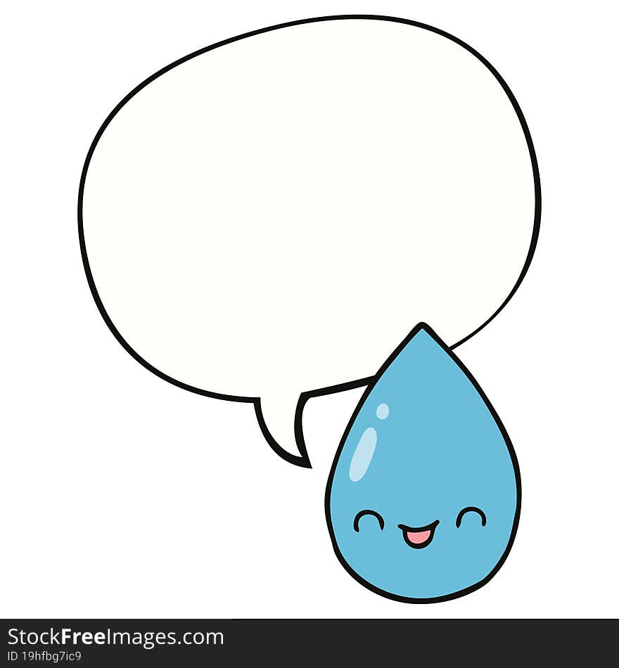 Cartoon Cute Raindrop And Speech Bubble