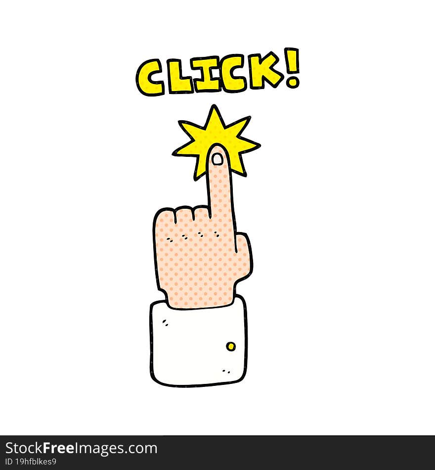 cartoon click sign with finger