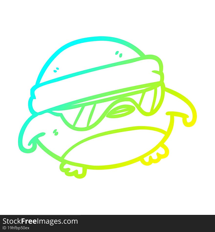 cold gradient line drawing cool christmas robin with sunglasses