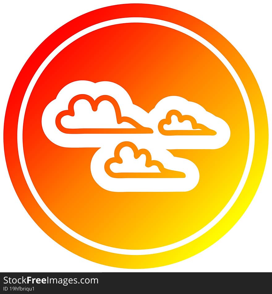 weather cloud circular icon with warm gradient finish. weather cloud circular icon with warm gradient finish