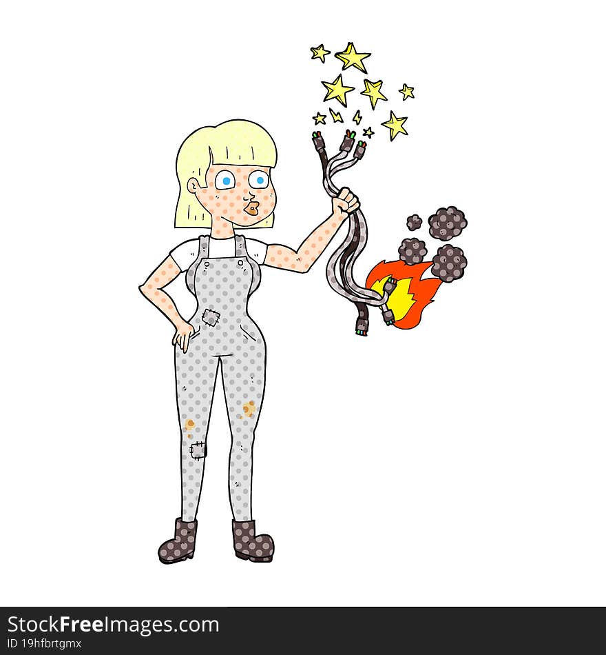 Cartoon Female Electrician