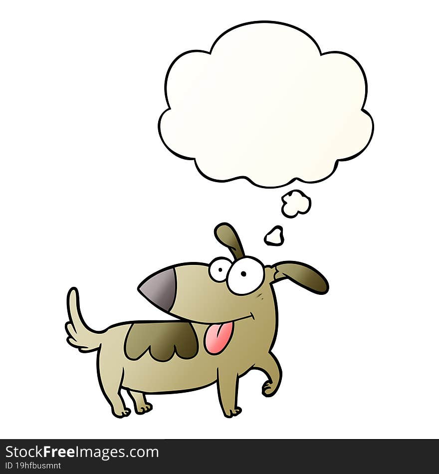 Cartoon Happy Dog And Thought Bubble In Smooth Gradient Style