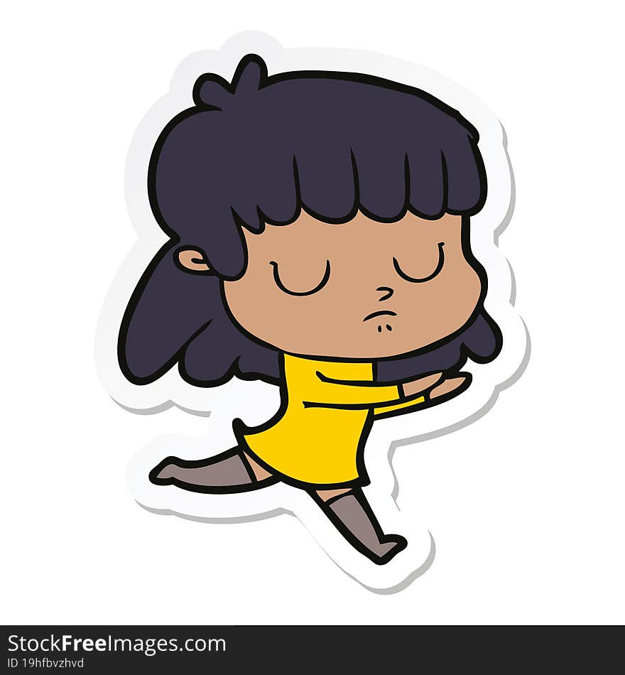 sticker of a cartoon indifferent woman