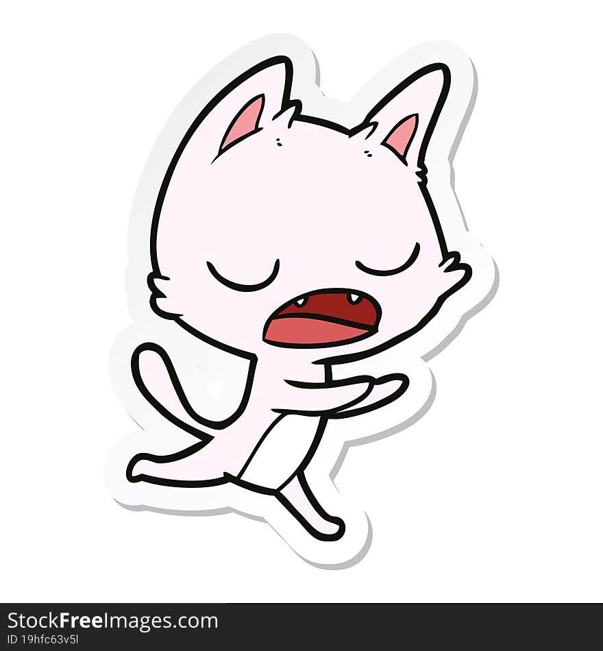 Sticker Of A Talking Cat Cartoon