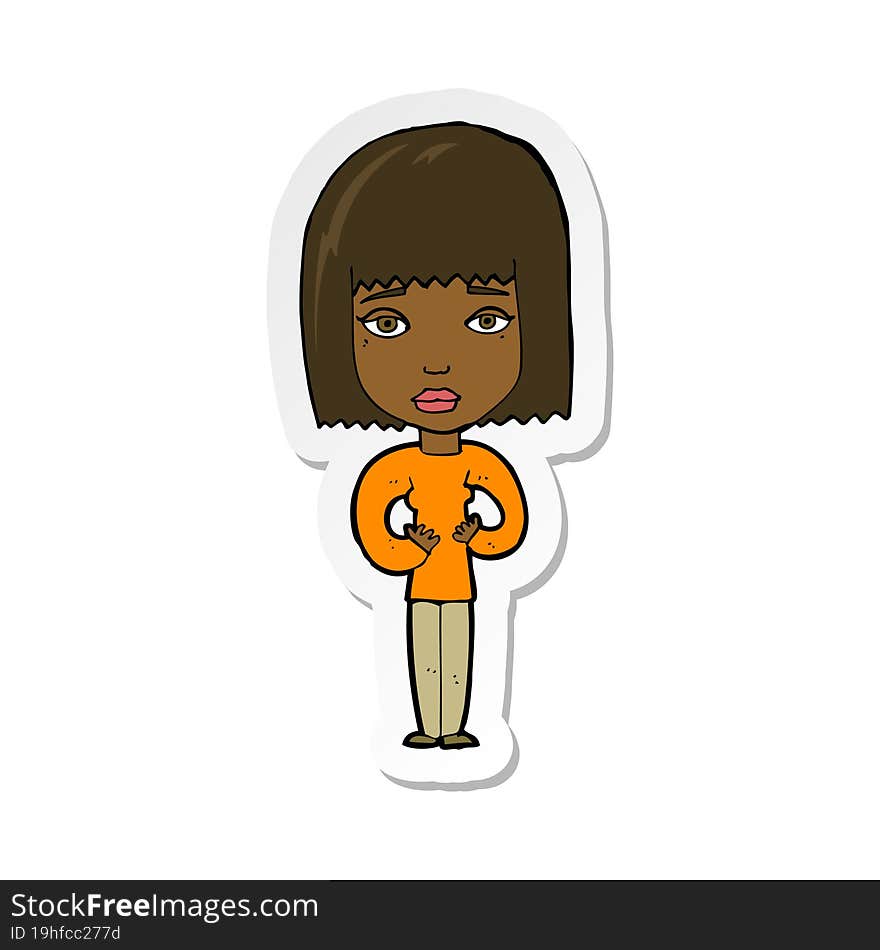 sticker of a cartoon woman indicating self