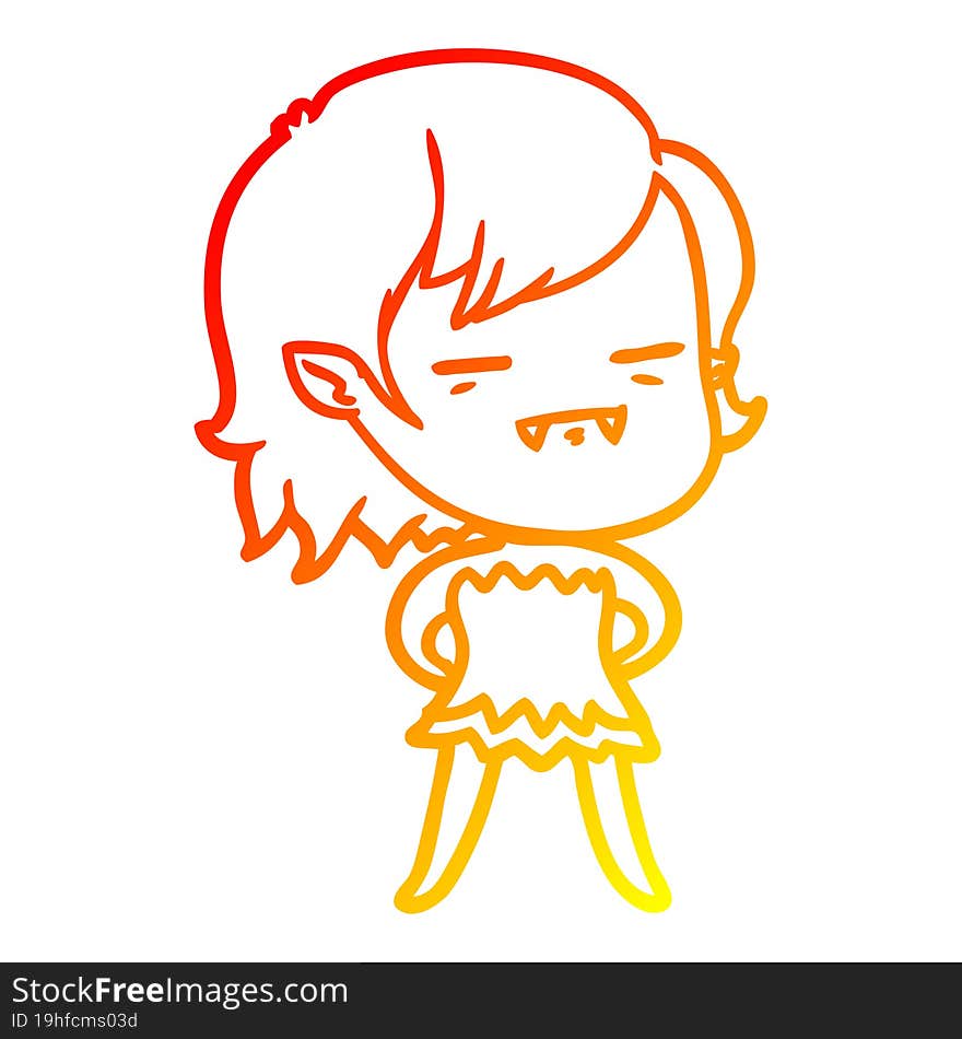 warm gradient line drawing cartoon undead vampire girl