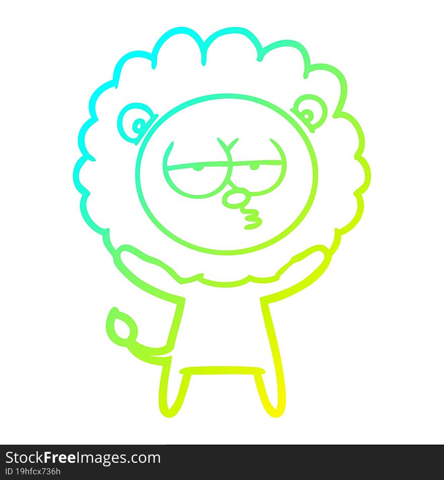 cold gradient line drawing cartoon bored lion