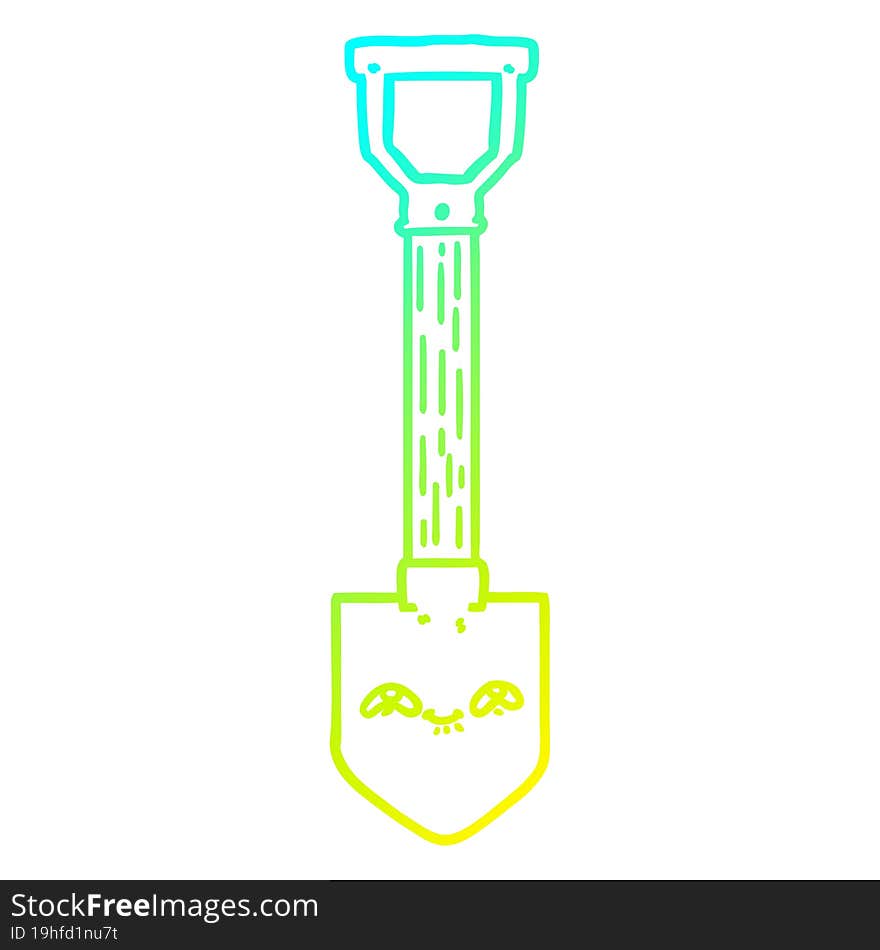 cold gradient line drawing cartoon shovel