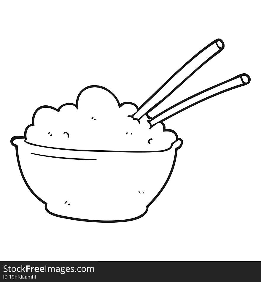 black and white cartoon bowl of rice