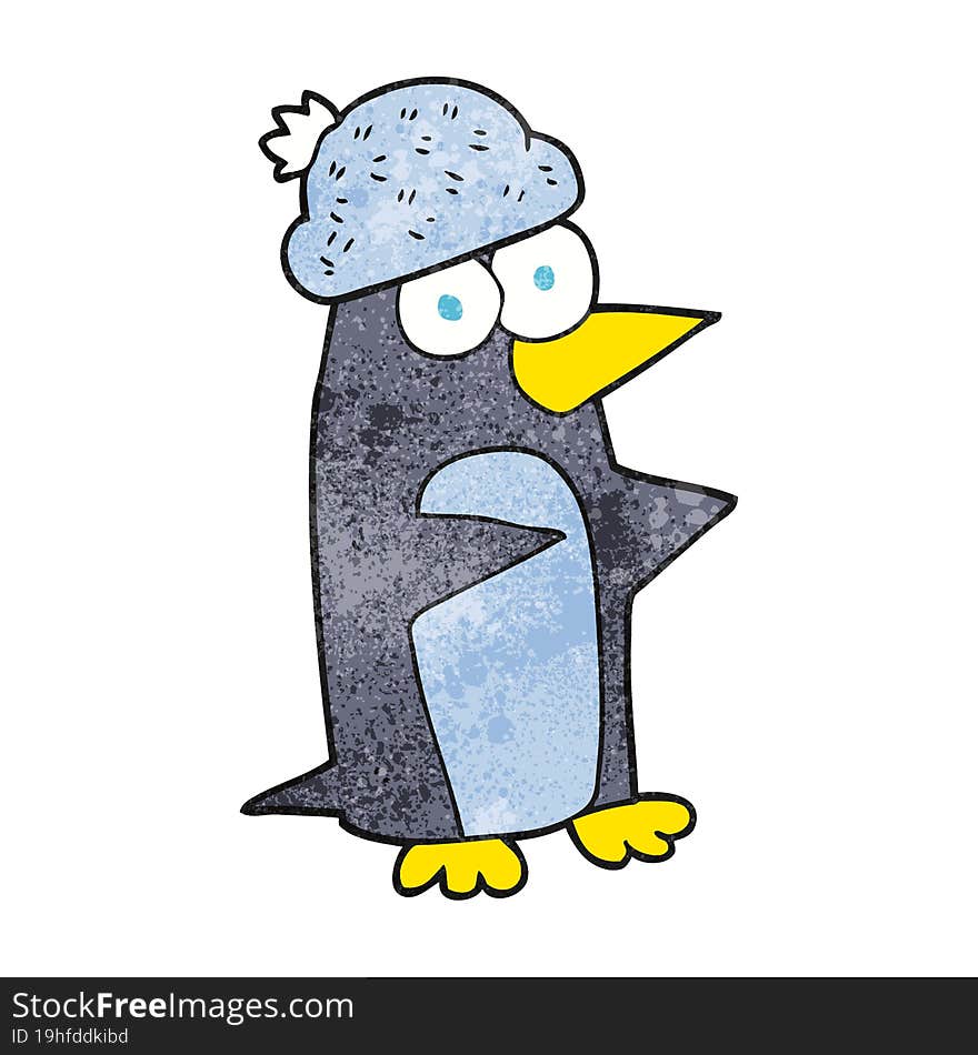 freehand textured cartoon penguin