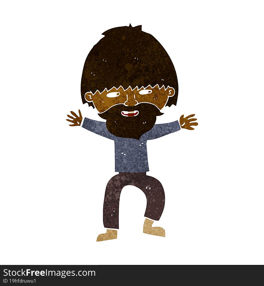 cartoon happy man with beard