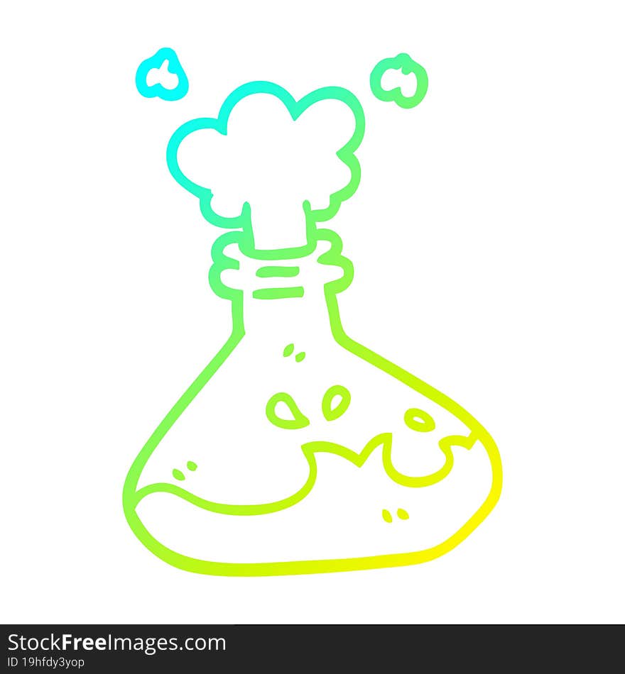 cold gradient line drawing of a cartoon chemical bottles