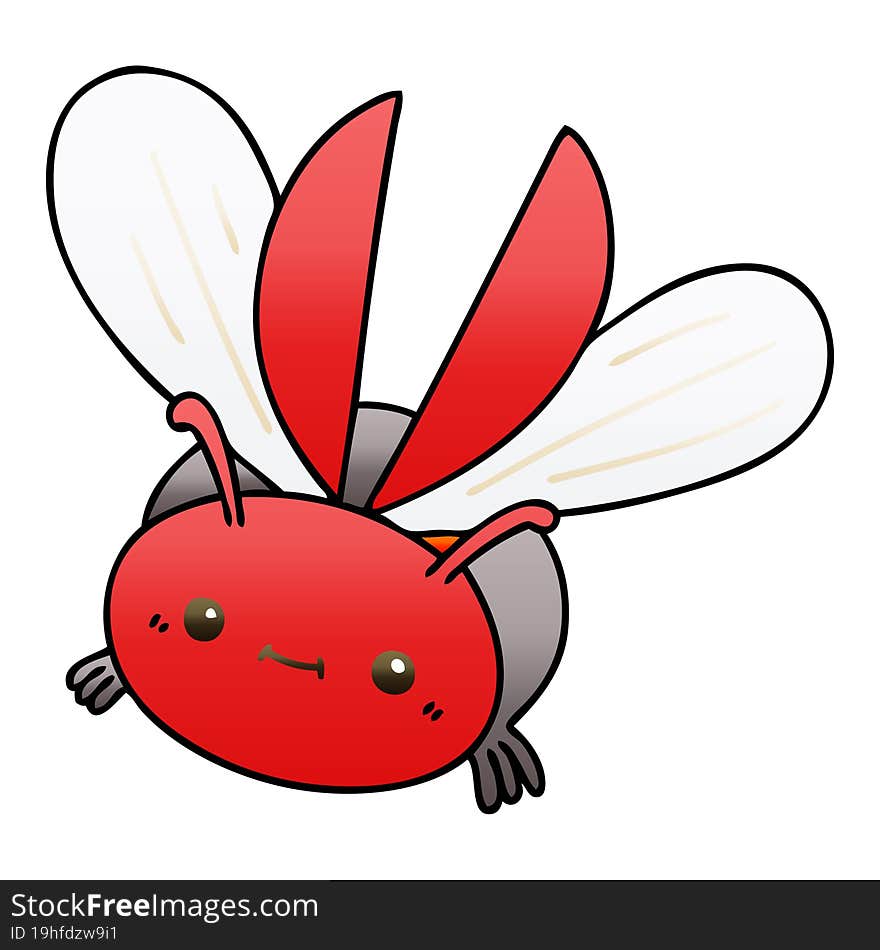 gradient shaded quirky cartoon flying beetle. gradient shaded quirky cartoon flying beetle