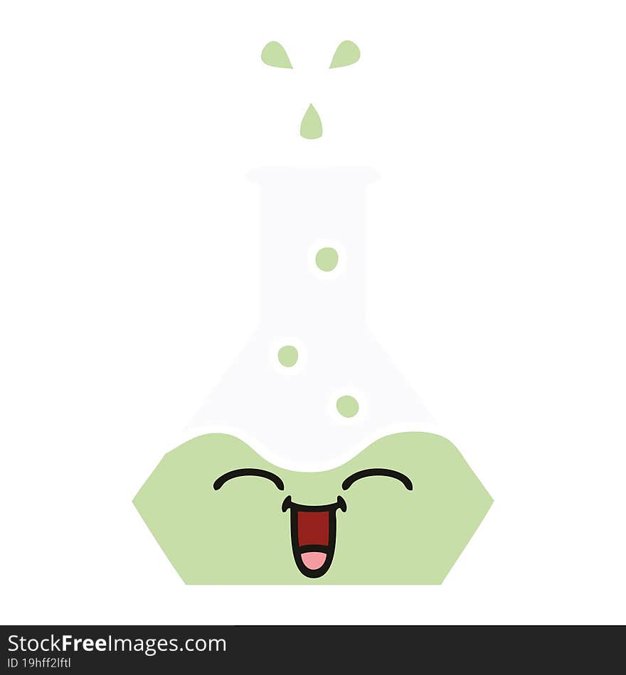 flat color retro cartoon science beaker