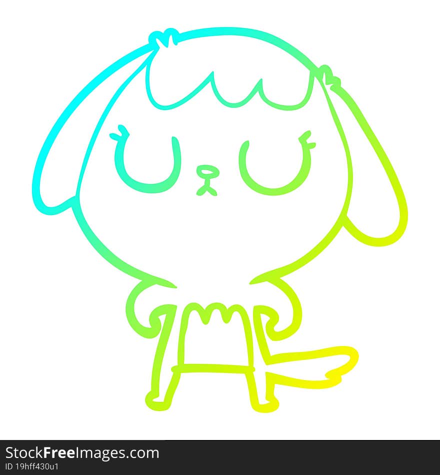 Cold Gradient Line Drawing Cute Cartoon Dog