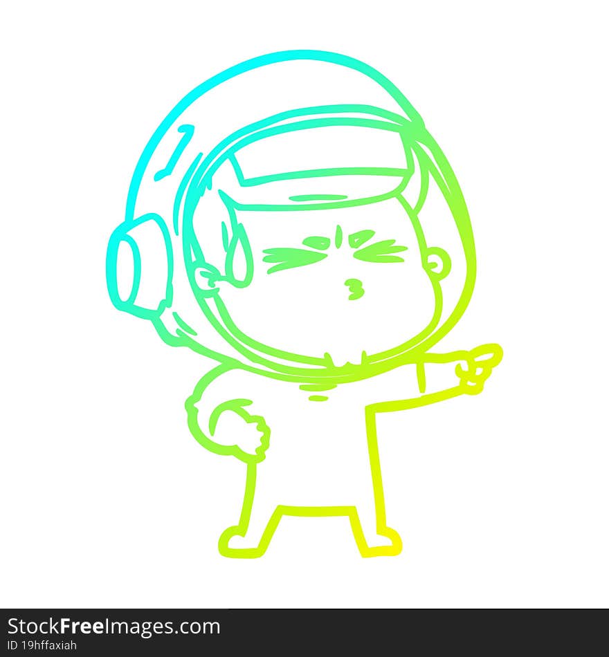 cold gradient line drawing cartoon stressed astronaut