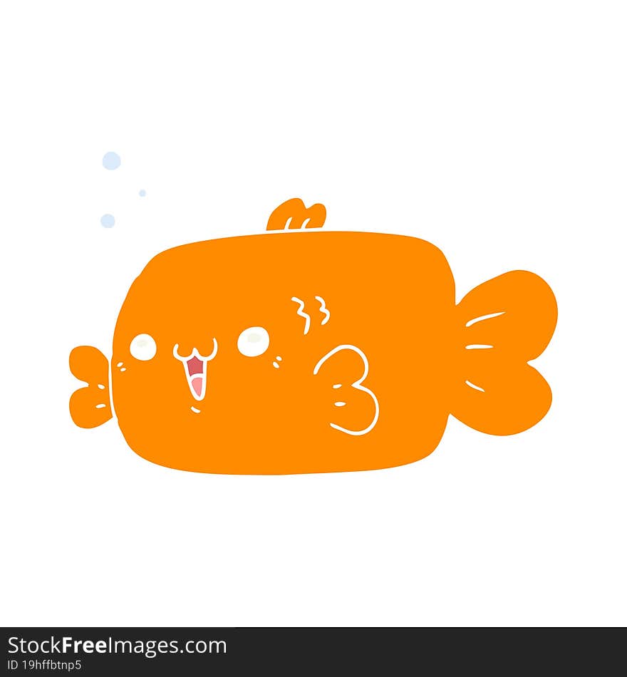 Flat Color Style Cartoon Fish