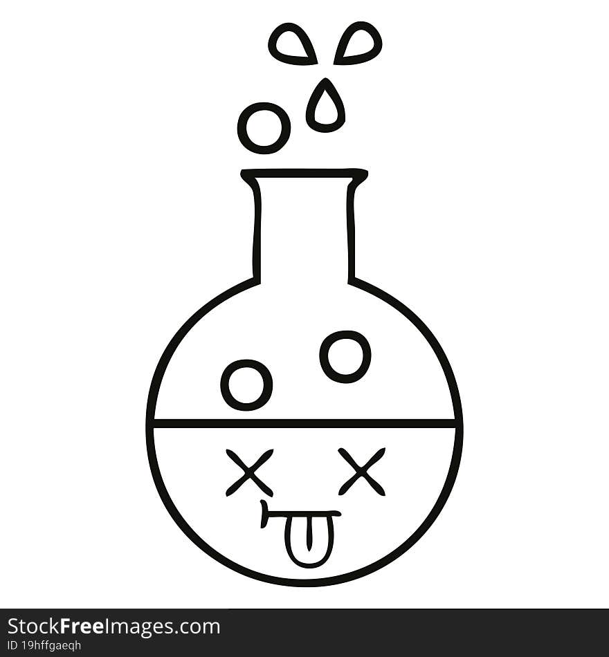 line drawing cartoon of a test tube