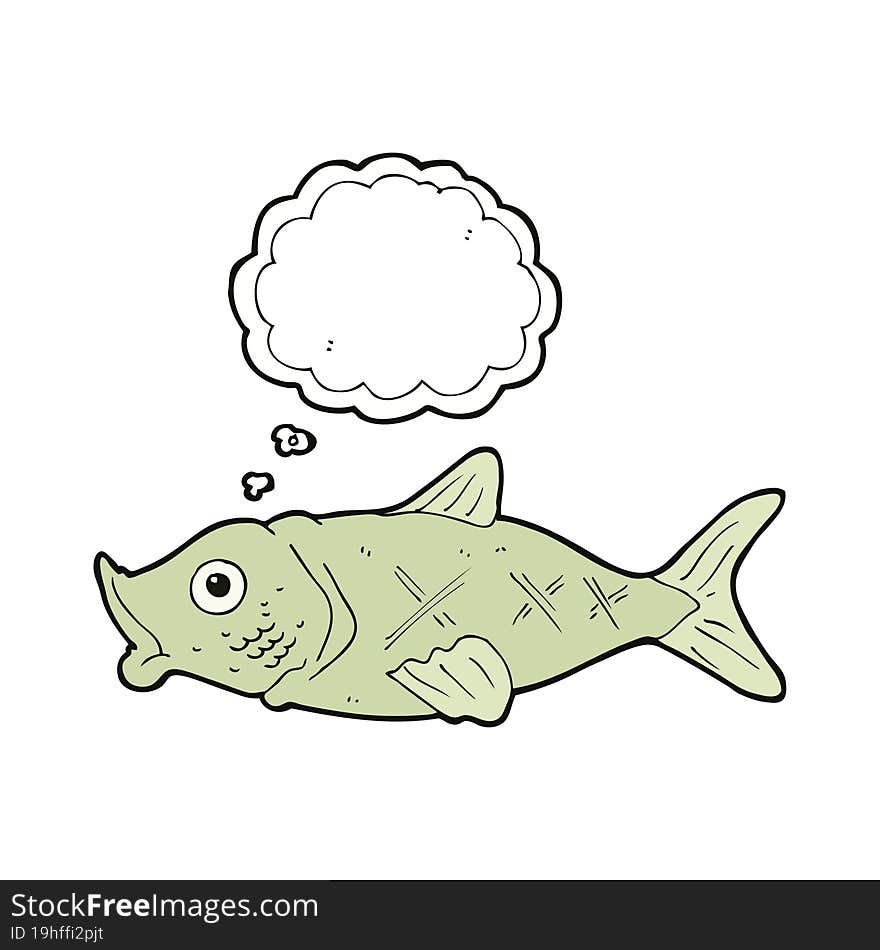 cartoon fish with thought bubble