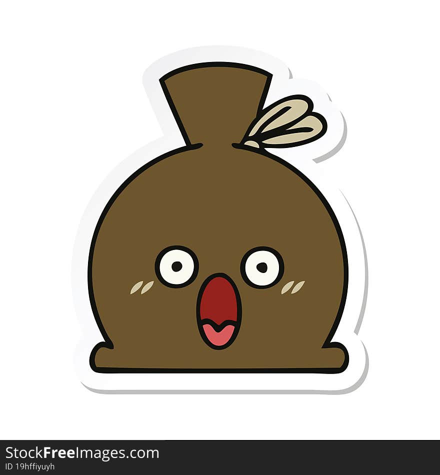 Sticker Of A Cute Cartoon Sack