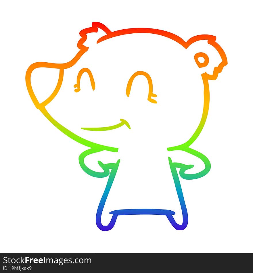 rainbow gradient line drawing friendly bear cartoon