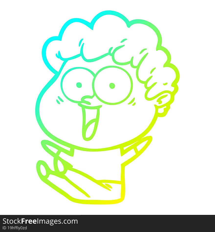 Cold Gradient Line Drawing Cartoon Happy Man