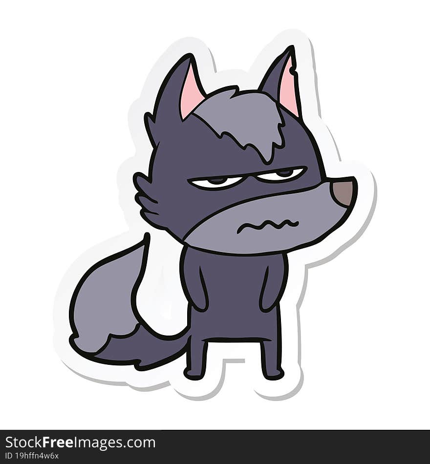 sticker of a cartoon annoyed wolf