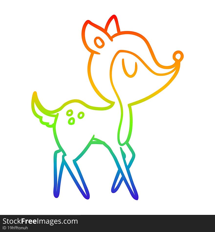 rainbow gradient line drawing cartoon cute deer