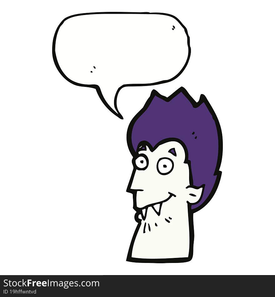 Cartoon Vampire Head With Speech Bubble