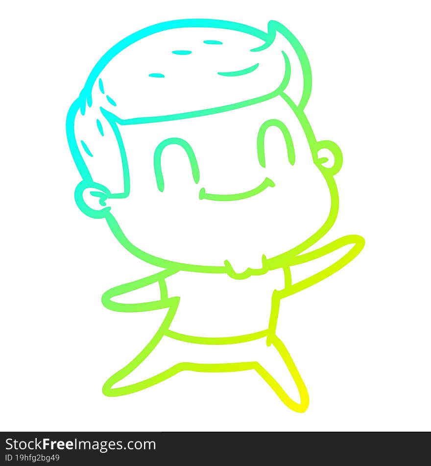 cold gradient line drawing of a cartoon friendly man