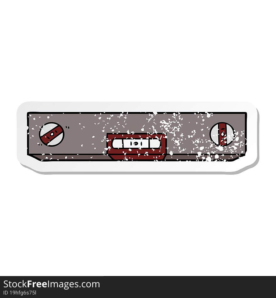 distressed sticker of a cartoon spirit level