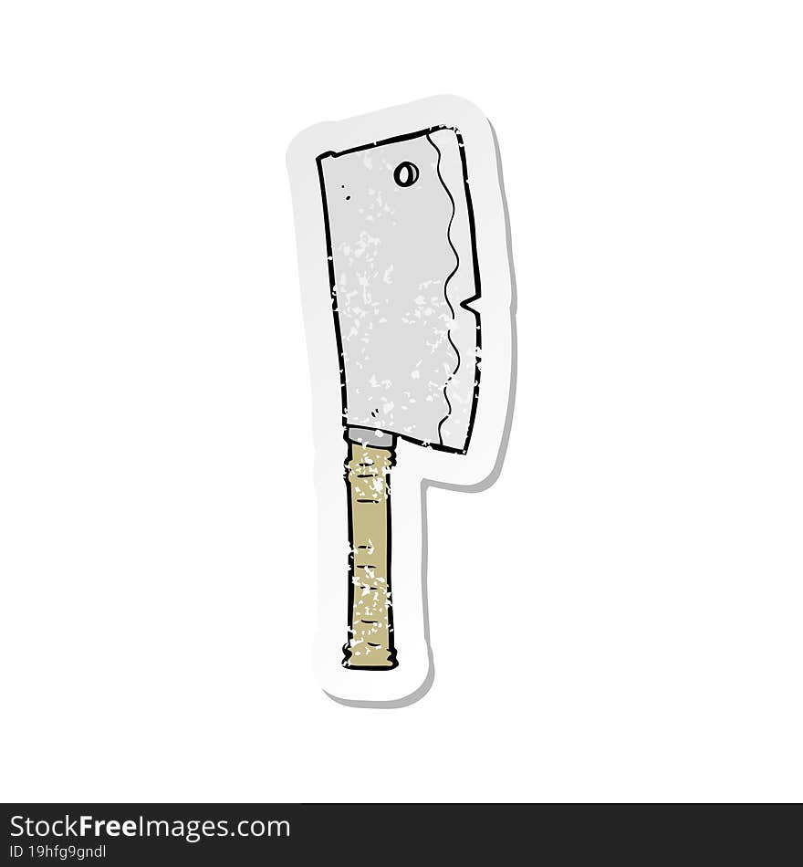 retro distressed sticker of a cartoon meat cleaver