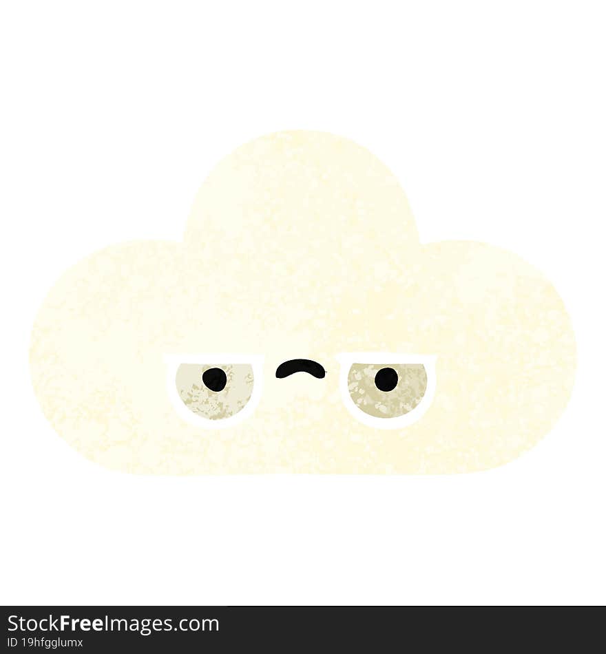 retro illustration style cartoon cloud