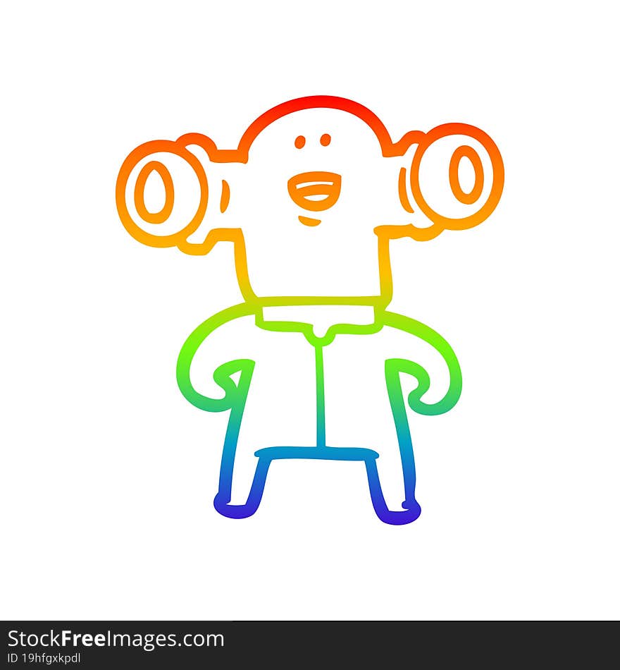 rainbow gradient line drawing friendly cartoon alien