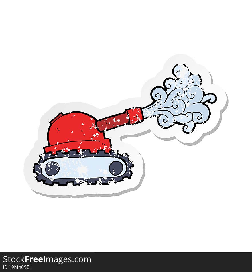 retro distressed sticker of a cartoon tank