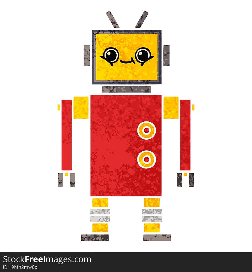 Retro Illustration Style Cartoon Robot