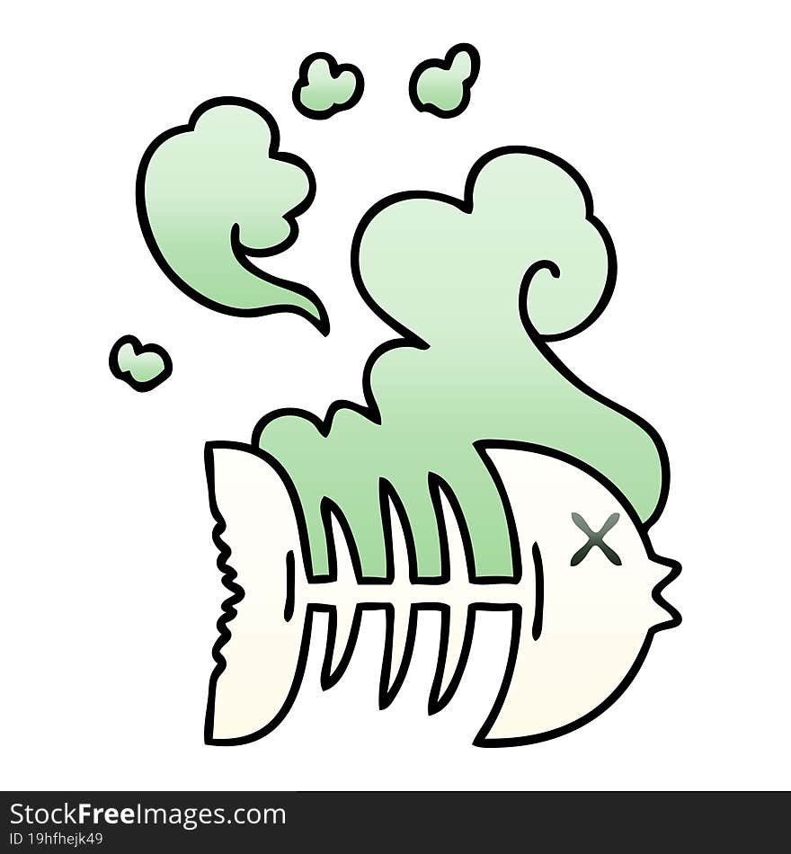 gradient shaded quirky cartoon dead fish. gradient shaded quirky cartoon dead fish