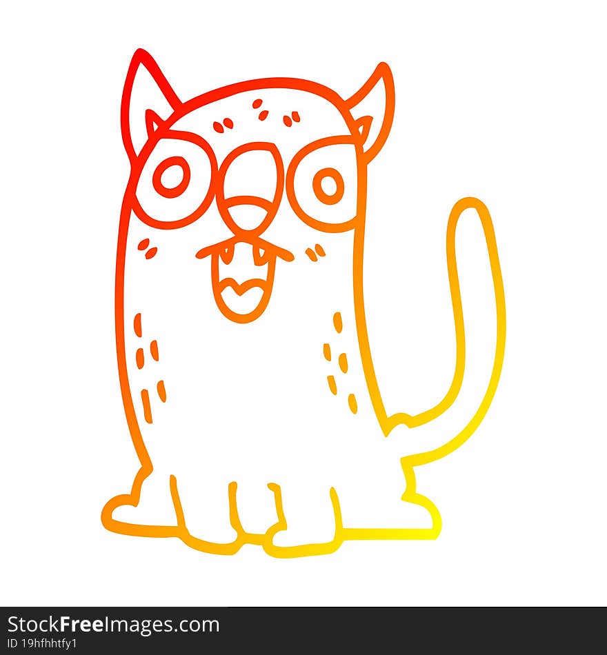 warm gradient line drawing cartoon funny cat