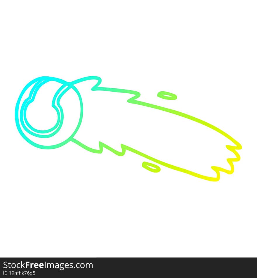 cold gradient line drawing cartoon flying tennis ball