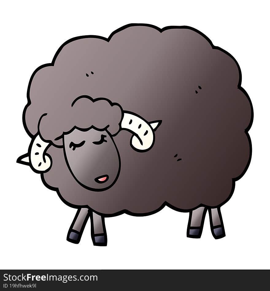 Cartoon Doodle Black Sheep