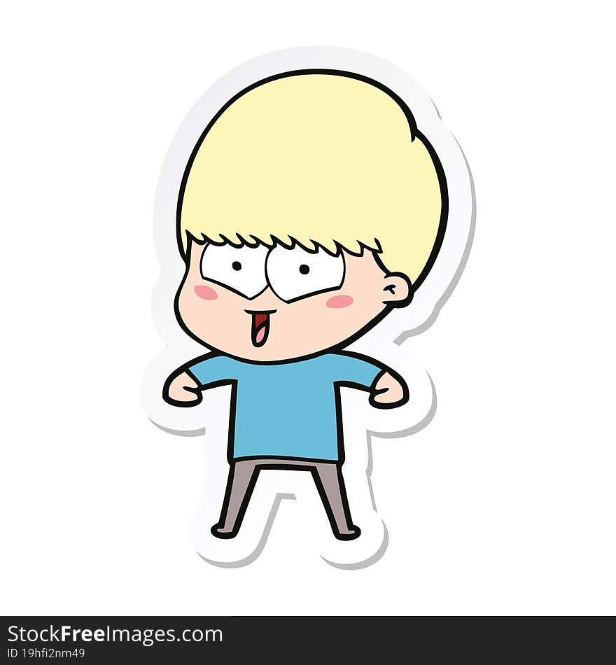 sticker of a cartoon happy boy