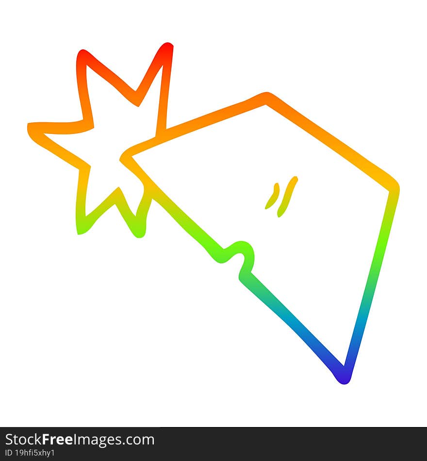 rainbow gradient line drawing of a cartoon shiny razorblades