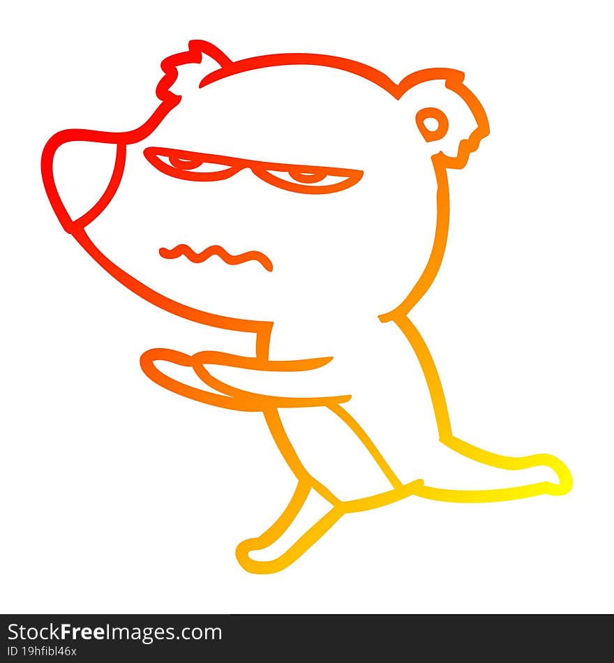 warm gradient line drawing angry bear cartoon running