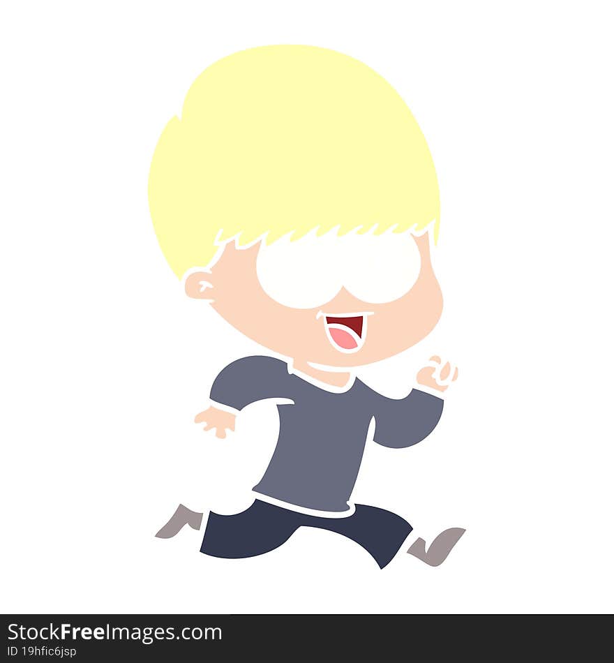 Happy Flat Color Style Cartoon Boy