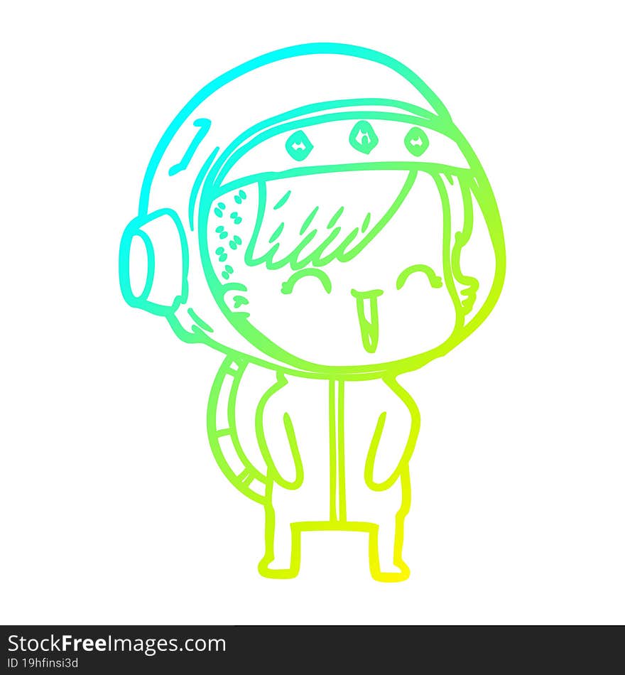 cold gradient line drawing happy cartoon space girl